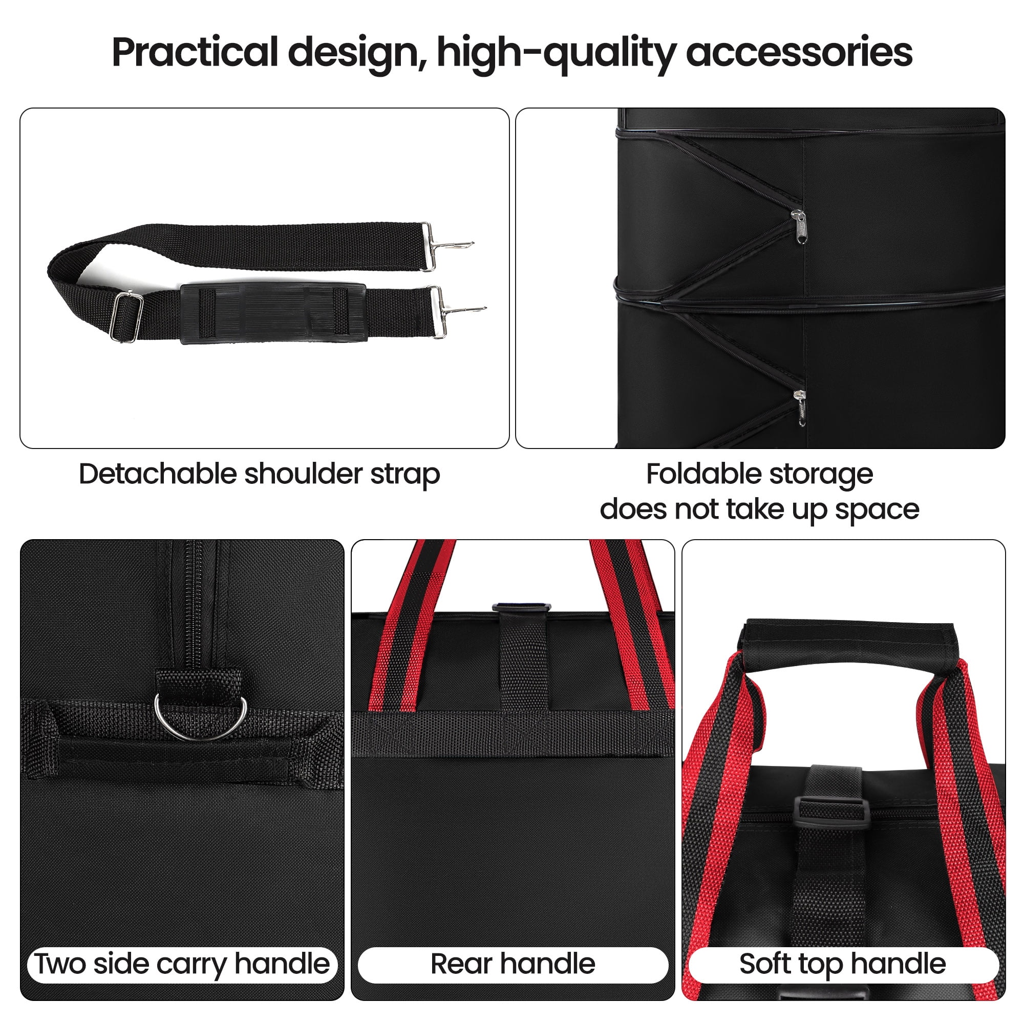 30" Expandable Foldable Luggage Bag,Collapsible Suitcases with Wheels,Lightweight Rolling Duffle Bag for Travel, Moving, Home Storage, Red/Trim, MEX