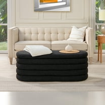 CoSoTower 49" Upholstered Oval Storage Bench, Ebony Black Boucle