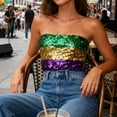 thumbnail image 7 of Xfvqtps Womens Strapless Tube Tops Basic Backless Sleeveless Bandeau Color Block Going out Crop Tops Carnival Christmas Sequins Tube Purple, 7 of 7