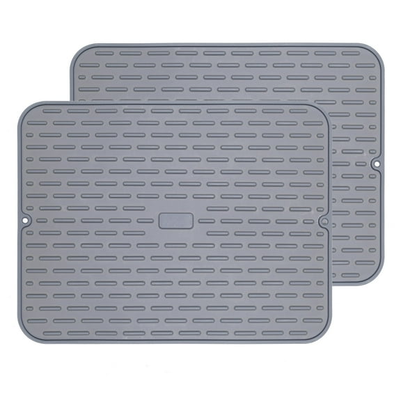 To encounter Silicone Dish Drying Mat -Large 17" x 13" - Set of 2 Flexible Rubber Drying Mat, Heat Resistant Silicone Trivet, Counter Top Mat, Dish Draining Mat, Sink Mat