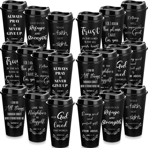 Paquete de 60 tazas de café de plástico con tapa, 470 ml, de Skylety, color negro