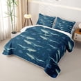 thumbnail image 3 of meiyoeat Whale Shark Twin Quilt Set for Men Boys, Navy Coral Reef Twin Coverlet Set for Bedroom, 2pcs, 3 of 7