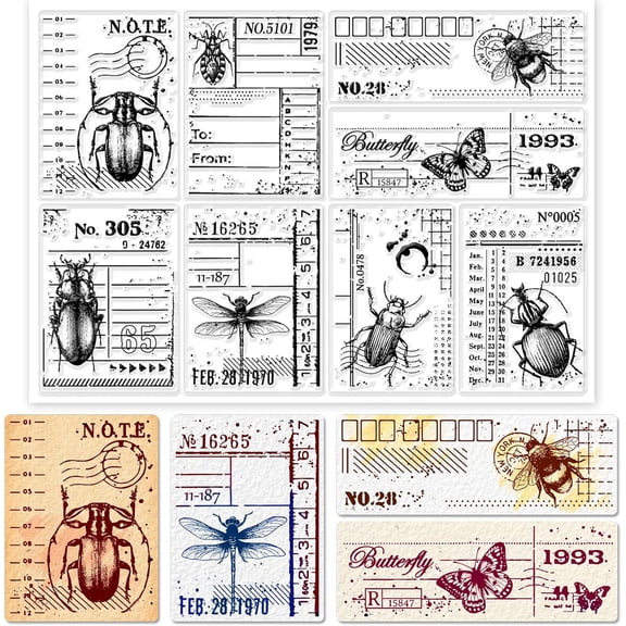 Insect Background Clear Stamps Insect Decorative Clear Stamps Silicone Clear Stamps for Card Making Silicone DIY Scrapbooking Journaling Stamps Craft Supplies for Holiday Card Making DIY