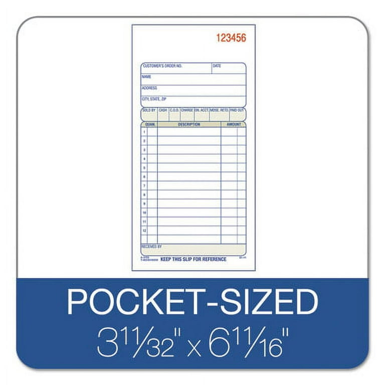 3-Part Sales Book, Three-Part Carbonless, 3.25 x 7.13, 50 Forms Total 3-Part Sales Book, Three-Part Carbonless, 3.25 x 7.13, 50 Forms Total