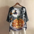 thumbnail image 2 of Godom Halloween T Shirts for Women Oversized Shirt Ghost Graphic Button Casual Short Sleeve Tees, 2 of 7