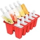 thumbnail image 1 of Moldes para paletas de hielo, 10 cavidades Moldes para paletas de hielo de silicona Fabricante de paletas para hacer helados Diy Postre helado de chocolate Red1pcs, 1 of 2