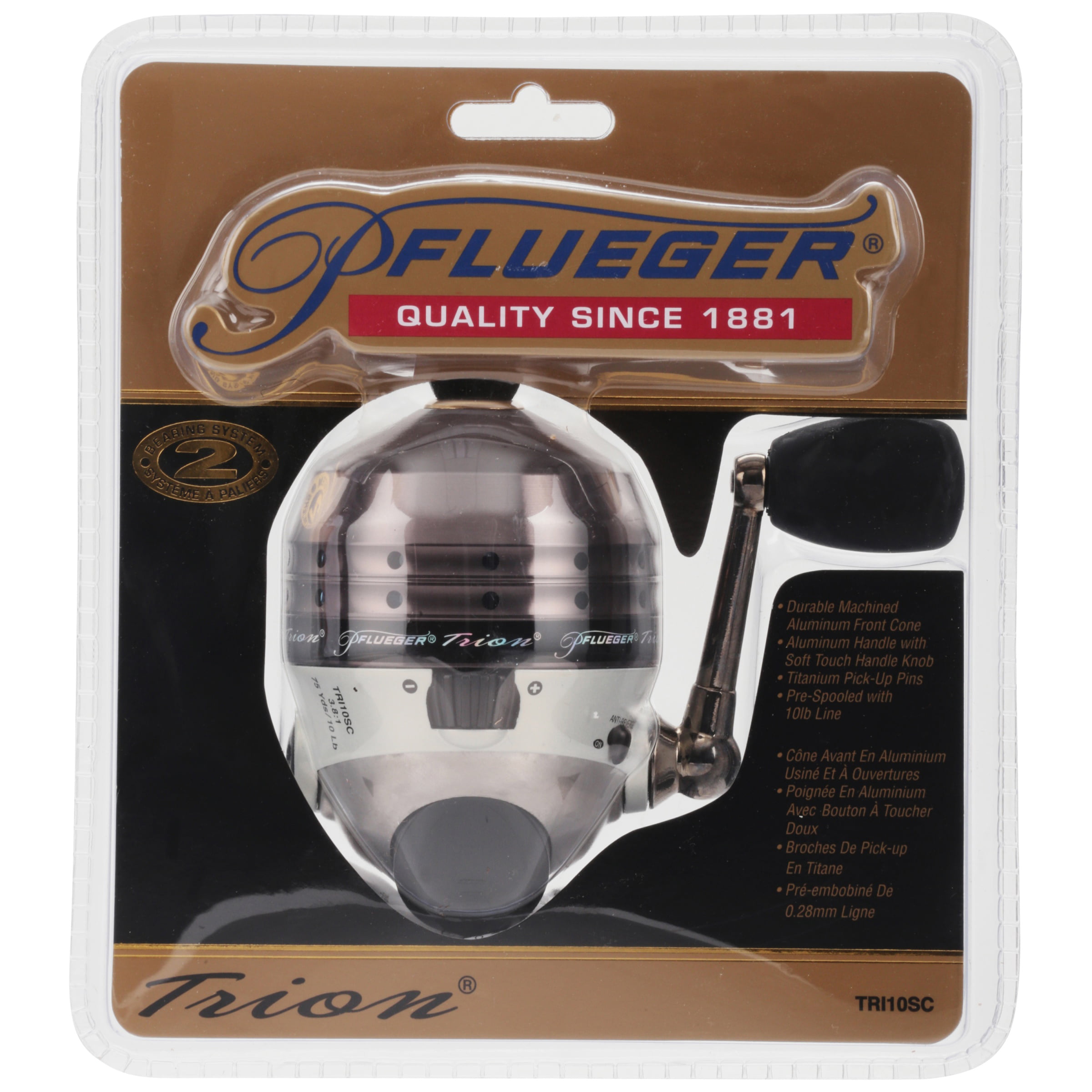 Pflueger Trion 10 Spincast Reel, Clam Packaged