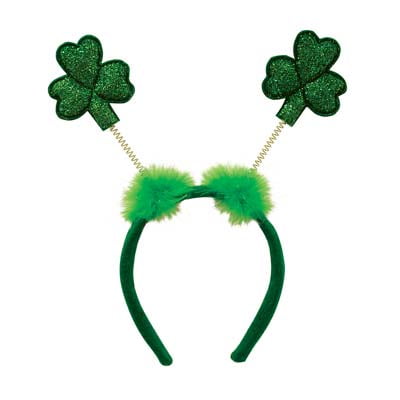 Saint Patrick's Day Green Glitter Shamrock Head Bopper Headband Accessory