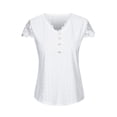 thumbnail image 6 of DYMADE Womens Casual Summer Lace Solid Color Shor Sleeve V-Neck Hollow Out Basic T-Shirt, 6 of 6