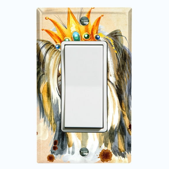 Metal Light Switch Plate Cover Cute Shih Tzu Golden Crown Outfit DOG014