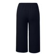 thumbnail image 4 of UVEASISHA Capri Pants for Women High Waisted Drawstring Cropped Pants Summer Casual Beach Capris Loose Fit Straight Leg Trousers with Pockets Ofertas Flash Dark Blue S, 4 of 7