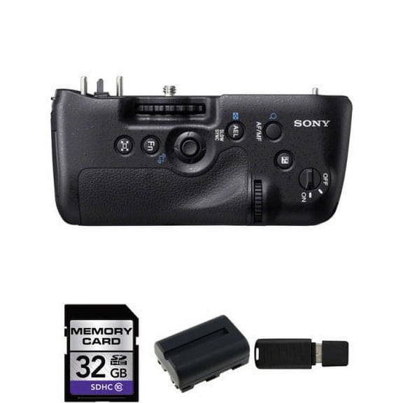 Sony VGC99AM Grip for Alpha SLTA199V (Black) 32GB SDHC Class 10 Memory Card NPFM500H Li-Ion Rechargeable Battery Pac