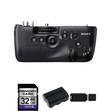 Sony VGC99AM Grip for Alpha SLTA199V (Black) + 32GB SDHC Class 10 Memory Card + NPFM500H Li-Ion Rechargeable Battery Pac
