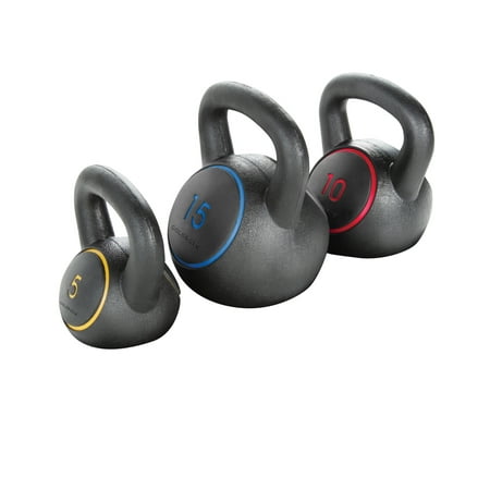 Gold's Gym Kettlebell Kit, 5 -15 Lbs. with Exercise (Best Exercises For Midsection)