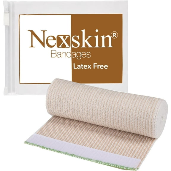 NexSkin Cotton Elastic Bandage Wrap (6" Wide, 1 Pack) | Hook & Loop Fasteners at Both Ends | Ace your Recovery for Sports | Latex Free Hypoallergenic Compression Roll for Sprains & Injuries