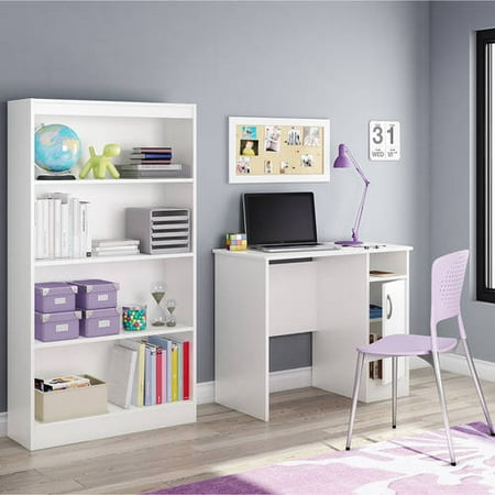- South Shore Smart Basics Small Work Desk and 4-shelf Bookcase, Multiple Finishes