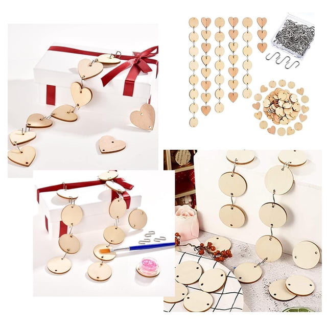 120 piezas / paquete de rebanadas de natural, de sin terminar, rebanadas de rústicas para manualidades DIY, decoraciones de Ronda + Corazón BLESIY piezas colgantes