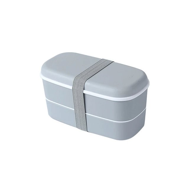 New Portable Leak-proof Food Double-layer Bento Box Lunch Box Lunch Box for Kids Food Container Food Storage Snack grey 2