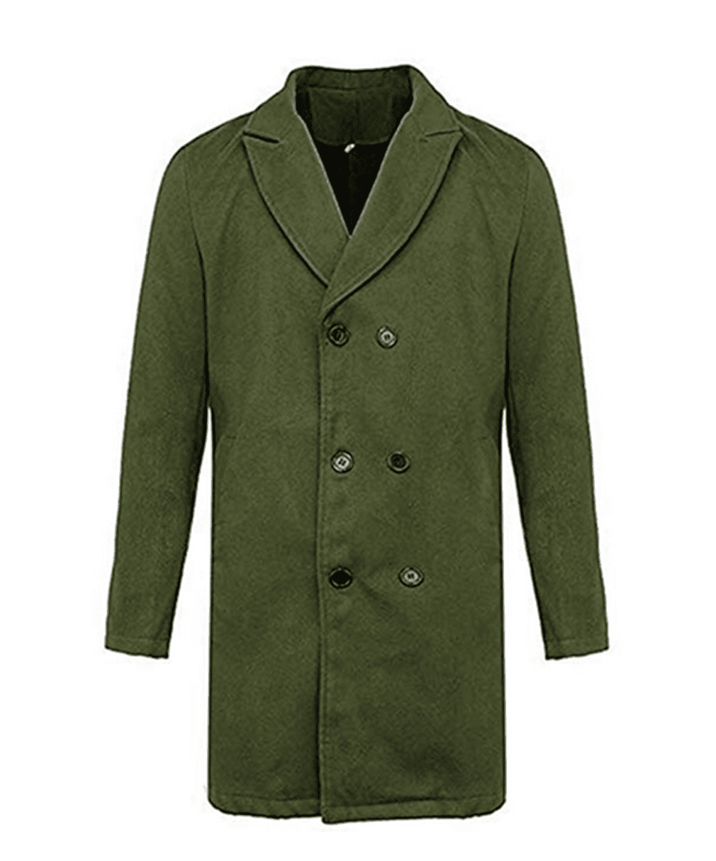 Mens Trench Coat Single Breasted 2 Buttons Long Jacket Overcoat 
