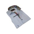 thumbnail image 2 of Men's Axxess Turkey Shirt 100% Cotton High Collar 224-11 French Cuffs Blue Stripe, 2 of 6