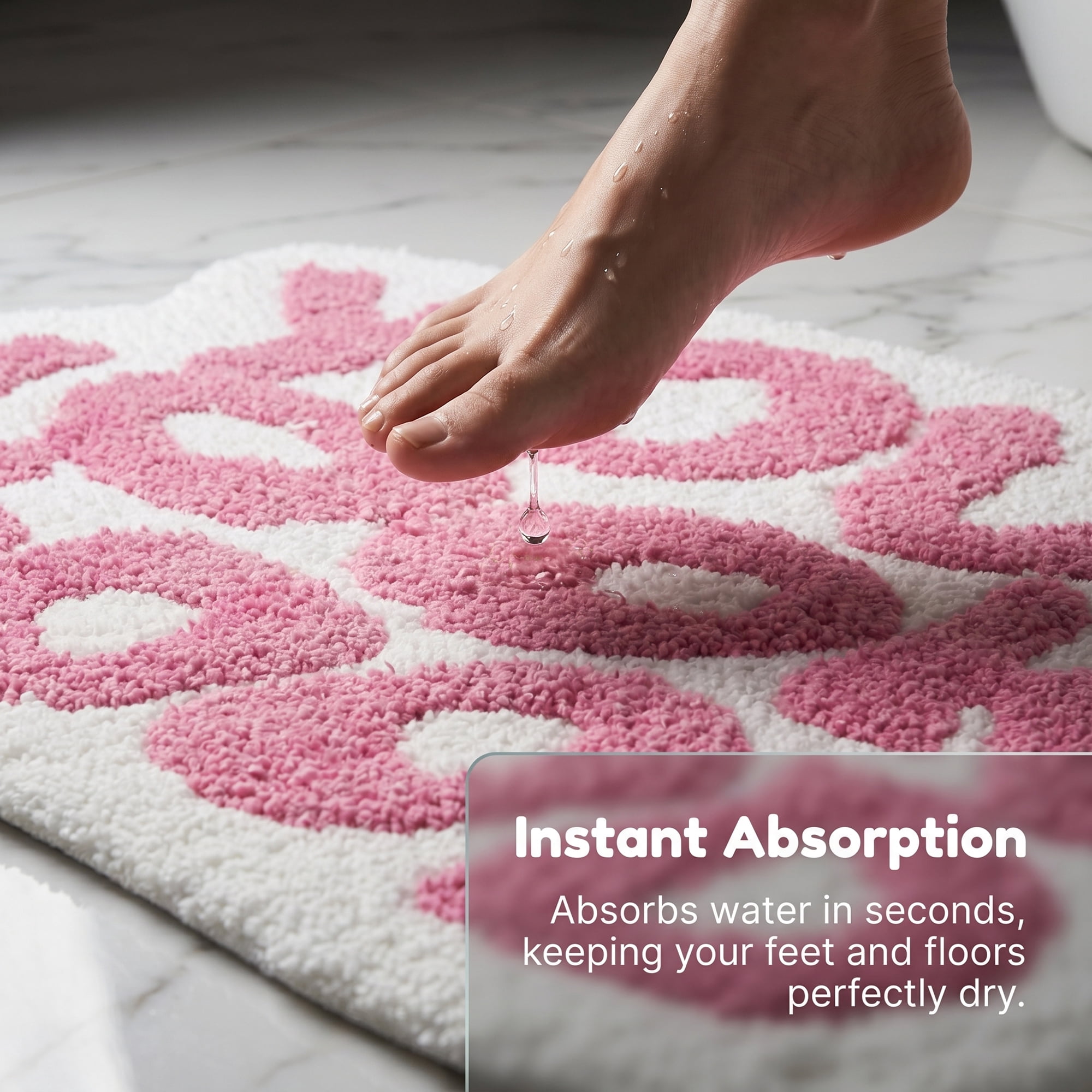 Unique Bargains Cat Aesthetic Irregular Shaped Absorbent Bath Mat Rose Red 25" x 21"