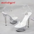 thumbnail image 4 of Mclubgirl 34-43 Summer Sexy Super High Heels 15CM Stiletto Waterproof Platform Sandals Transparent Crystal Wedding Shoes LFD, 4 of 6