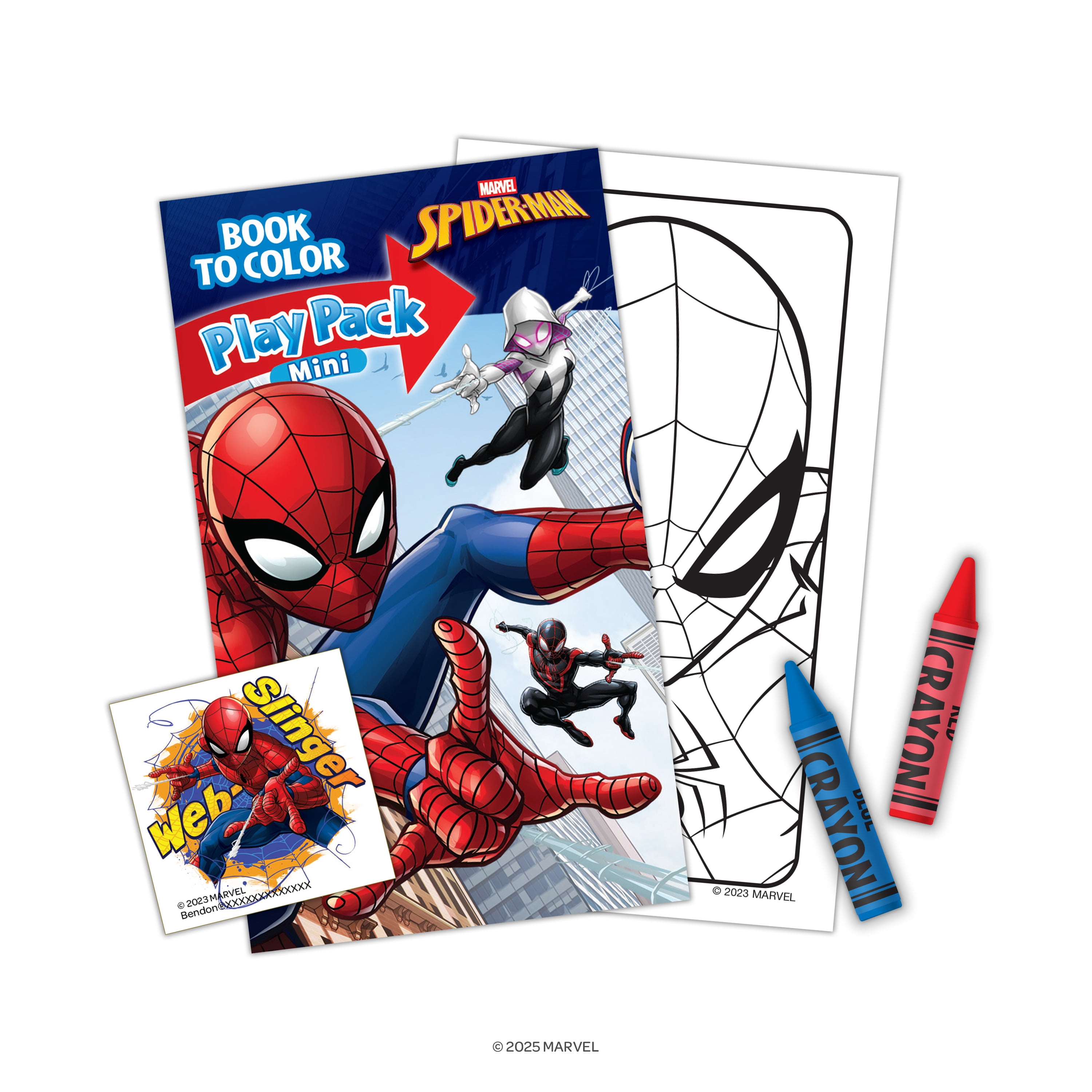 (2 pack) Marvel Spider-Man 8 Count Mini Play Pack with Small Coloring Book and Crayons, Paper Party Favors