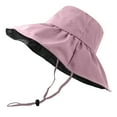 thumbnail image 4 of Hauaitttt Women's Sun Hat Wide Brim Summer Beach Hat Outdoor Casual Sunshade Cap for Travel Gardening Rain Hat for Women Boys Beach Hat Shade Hat Sunhat Women Rain Cap Visor Travel Hats Textu Solid, 4 of 4