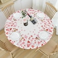 thumbnail image 3 of Valentines Day Round Tablecloth Fitted Best for 40"-44" Watercolor Pink Heart Table Cloth Elastic Edge Water-Resistant Washable Red Love Table Cover for Happy Party Picnic Outdoor Indoor Decor, 3 of 4