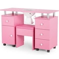 thumbnail image 7 of Ktaxon Nail Desk and Chair Set, Manicure Table Storage Station with 4 Drawers, Lockable Wheels, Pink, 7 of 7