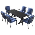 thumbnail image 2 of ALAULM 7PCS Patio Dining Set,Outdoor Metal Patio Furniture Set w/6 Fixed Chairs & Large Metal Table w/Umbrella Cutout for Garden,Backyard,Navy Blue, 2 of 8