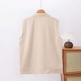 thumbnail image 5 of Coats for Women Sleeveless Zipper Round-Neck Pockets Winter Regular Solid Jackets,Womens Coats Plus Size Khaki XXL, 5 of 5