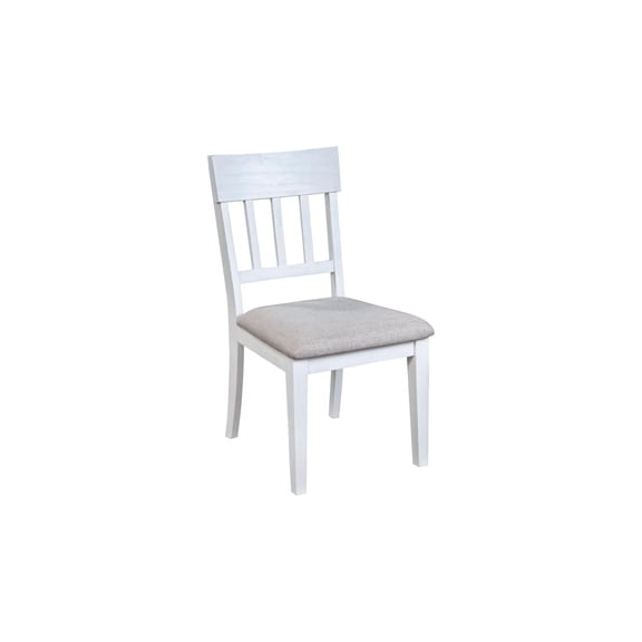 Side Chairs - Set of 2 White Chairs with Mystic Finish & Grey Cushion