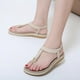 thumbnail image 2 of Sandalias con tacón de cuña bajo y plataforma plana con diamantes y barra en T para mujer, 2 of 2