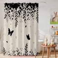 thumbnail image 6 of Shower Curtain Butterfly Leaf Shower Curtains for Bathroom Decor, Waterproof Polyester Shower Curtain Set with Hooks, Small Stall Size 36" x 72" Black Plant Silhouette, 6 of 9