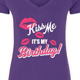 thumbnail image 4 of Inktastic Kiss Me Its My Birthday Women's V-Neck T-Shirt, 4 of 5