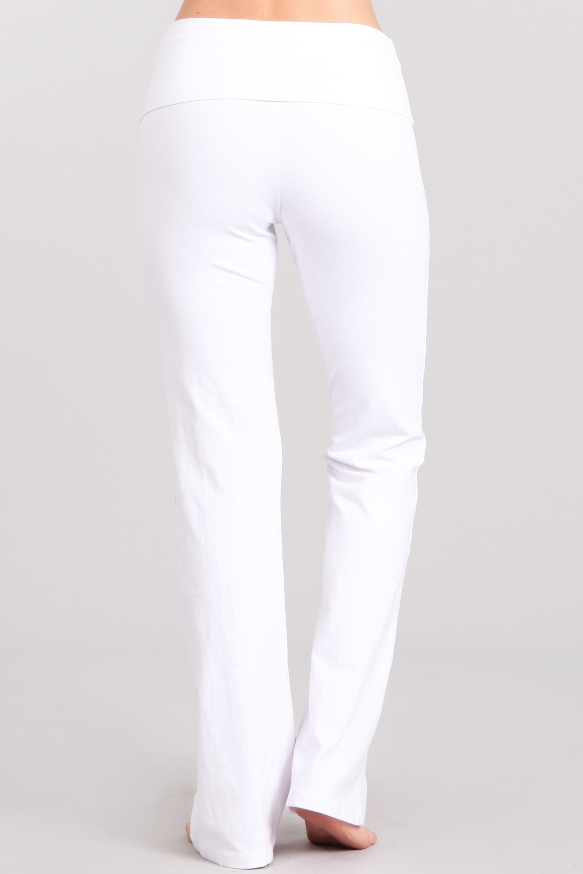 2Chique Boutique Women's White Mineral Washed Boot Cut Pants with Fold Over Waistband - image 3 of 4