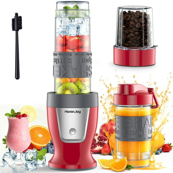 Licuadora Portátil HoninJoy Personal De 650W Con Vaso Molinillo Y 2 Vasos Portátiles