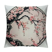 Creowell Cherry Blossom Flowers Print，Printed Throw Pillow Cushion Covers Used for Sofa, Bed, Farmhouse, Chair, Dining, Patio, Outdoor, car ，Pink