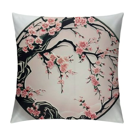 Creowell Cherry Blossom Flowers Print，Printed Throw Pillow Cushion Covers Used for Sofa, Bed, Farmhouse, Chair, Dining, Patio, Outdoor, car ，Pink