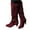 Red, variant on jsaierl Fashion Womens Leather Knee-High Buckle Zipper Shoe Cowboy Low-heeled Knigh Boot