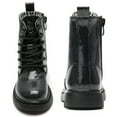 thumbnail image 3 of DADAWEN Boys Girls Combat Boots Toddler Ankle Boots Glossy Black 12 Little Kid, 3 of 6