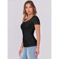 thumbnail image 5 of ANRABESS Women Short Sleeve Tops Scoop Neck Ribbed Knit Slim Fitted Basic Tee Shirt Casual Summer Clothes 2026 Spring Outfits Black S, 5 of 9