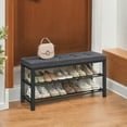thumbnail image 3 of Rectangular Steel Indoor Shoe Bench with 2 Shelves, Storage & Seat,Dark Gray and Black, 3 of 6