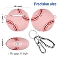 thumbnail image 4 of Apple AirPods Skin, Airpods Charging Case Skin for Airpods 1 & AirPods 2,Takfox Shockproof Anti-Scratch 360° Protective Portable PVC Cover for Airpods 2 / 1 [Baseball] Accessories w/ Keychain, Pink, 4 of 7