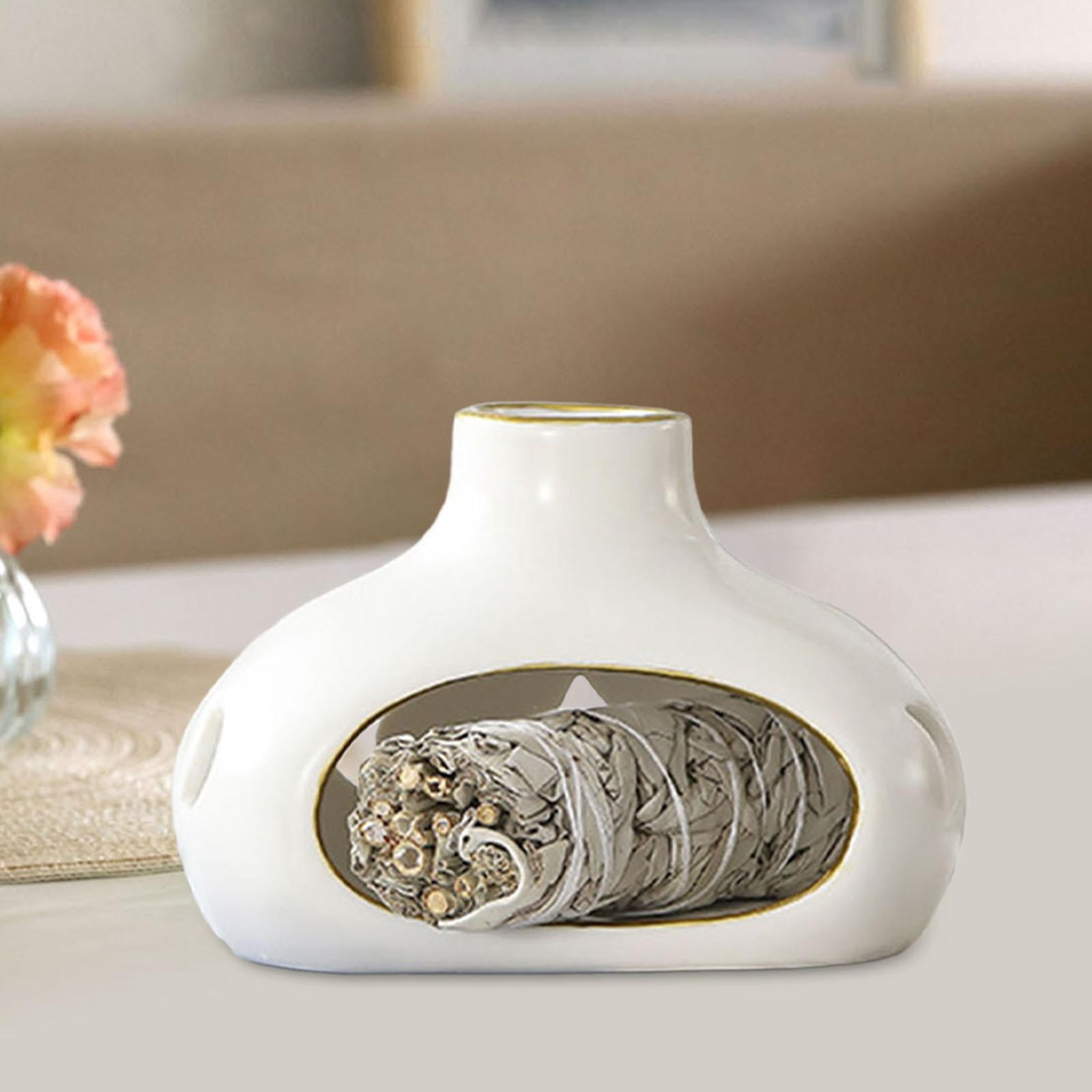 WLPZXP Palo Santo Holder Ceramic Incense Burner Holder Practical Table Centerpiece Cone White