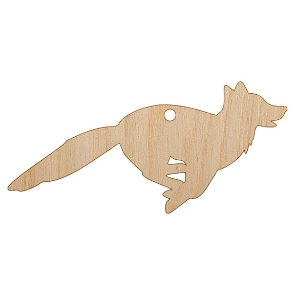 Fox Running Solid Wood Holiday Christmas Tree Ornament Unfinished DIY Pre-Drilled Craft