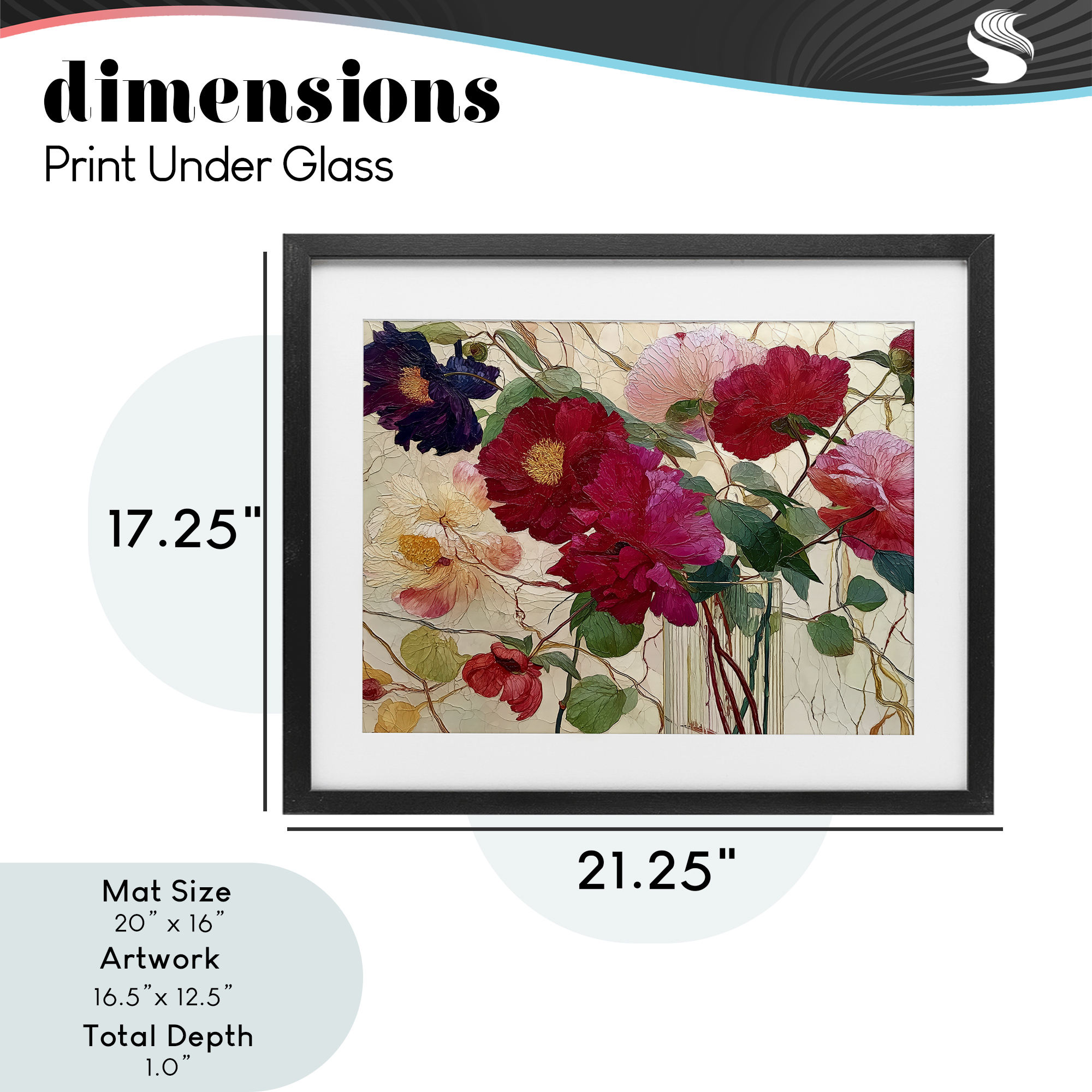 Haiku Flower Vase Black Framed Print Under Glass, design by Annabelle Hall
