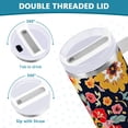 thumbnail image 3 of Yayeee 30oz Stainless Steel Tumbler with Straw and Handle Double-Wall Insulated Travel Water Bottle, Colorful Floral Pattern, 3 of 8