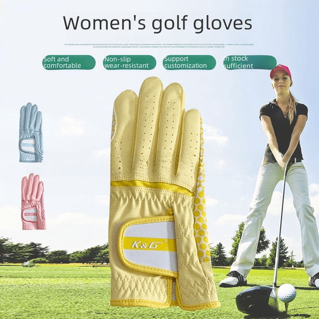 Guantes de golf antideslizantes y transpirables de PU para mujer, guantes granulados antideslizantes de color sólido fresco